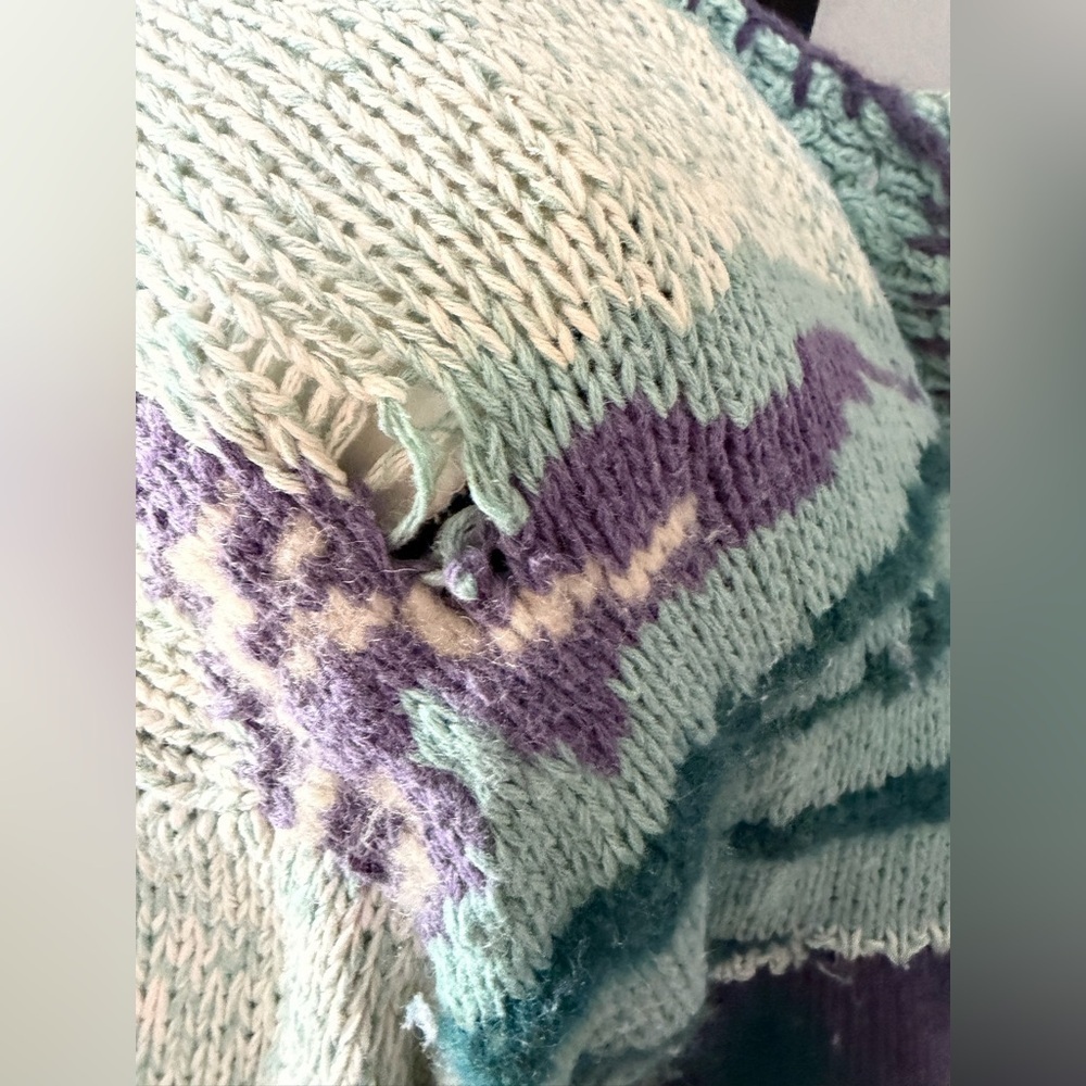 VTG Heirlooms Hand Knit Wool Blend Cottagecore Grannycore Cardigan Large. - Picture 7 of 9